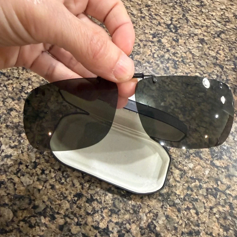 Haven Fits Over Clip On‎ Sunglasses Rectangular Black Lenses with Hard Case
